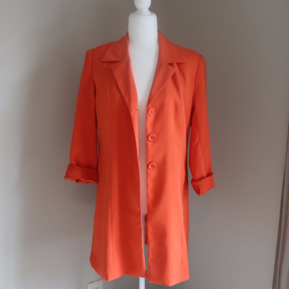 Monroe & Main Bright Orange Long Blazer